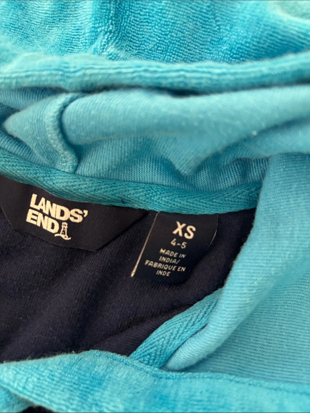 Lands' End Navy & Turquoise Hooded Fleece Beach Cover-Up for Kids